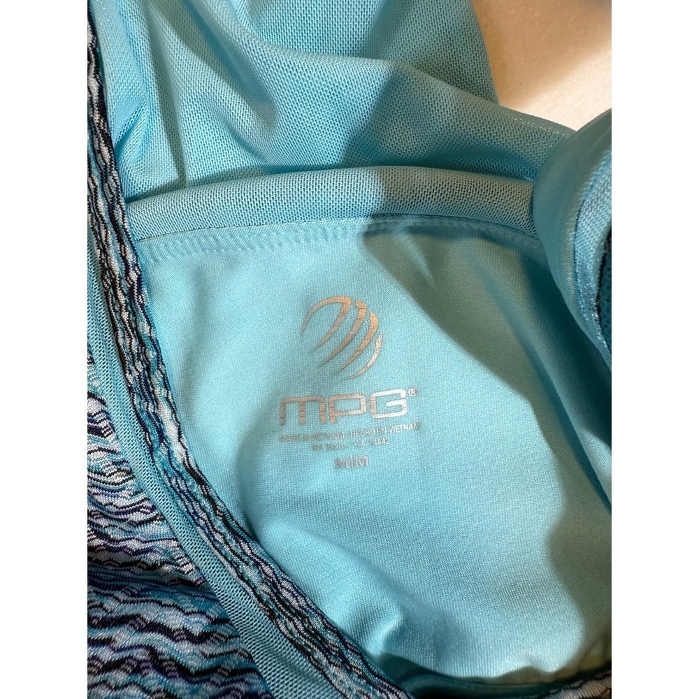 MPG Womens Sleeveless Athletic Dress Blue Chevron Print Racerback - Picture 3 of 3